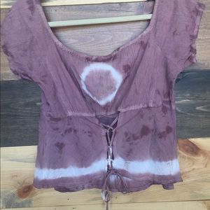 Boho Mauve Pink Open Back Blouse Medium